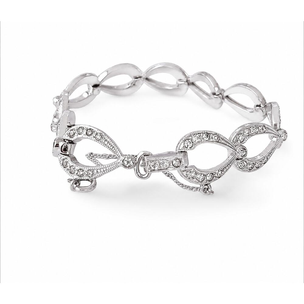 QVC CZ Infinity Bracelet Silver Tone Adjustable Chain Link Bracelet - Picture 2 of 7